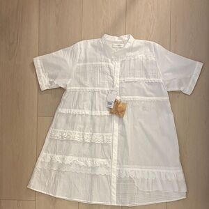 Torito BEAMS Japan White Lace Detail Shirt Dress